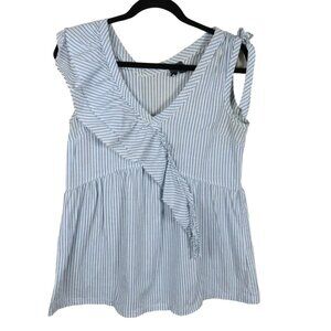 Beautiful asymmetrical sleeveless striped top - WILT